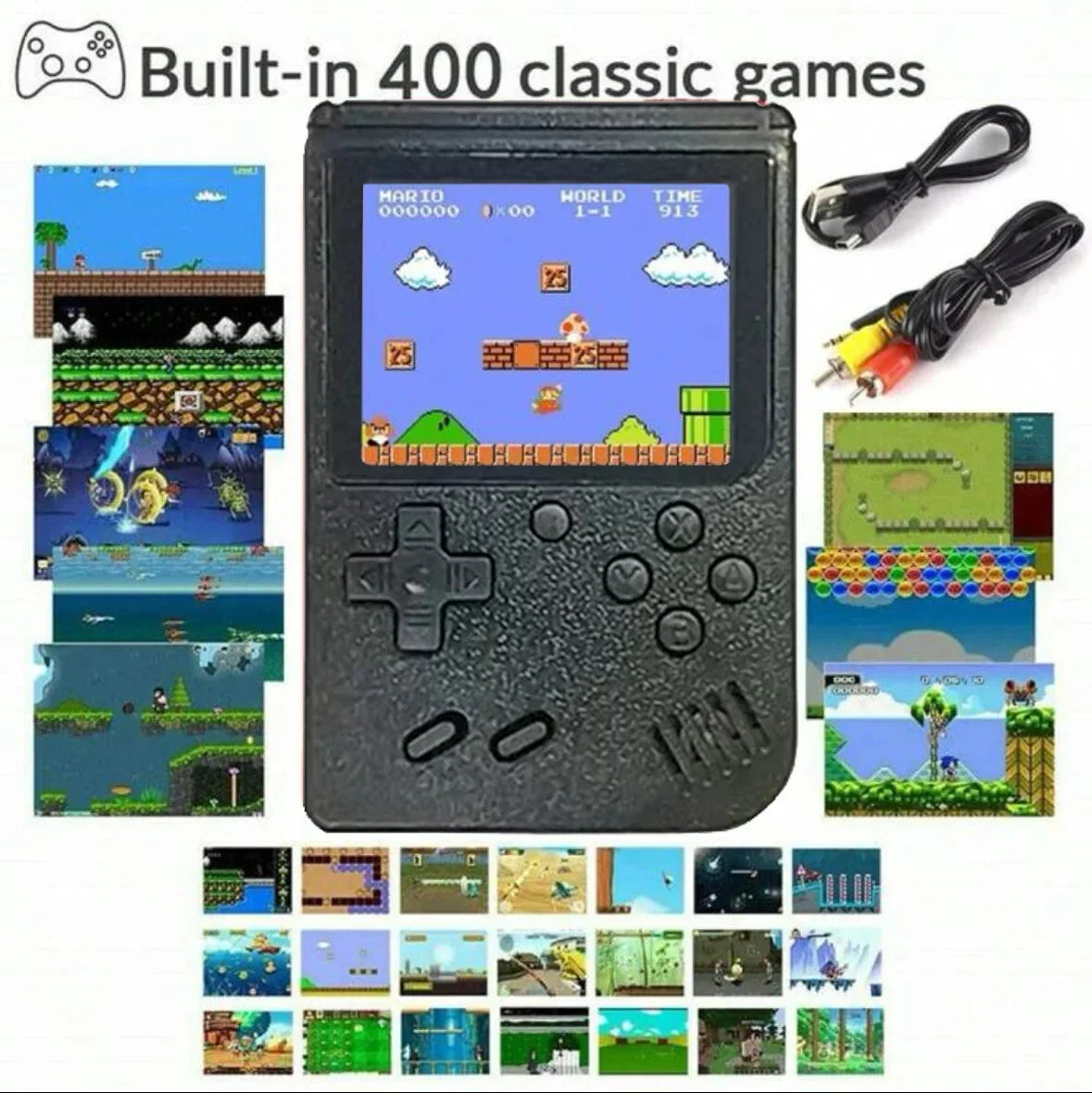 2025 A Red Retro Classic Games Children's Handheld Small Game Console With Hundreds Of Game Charging Can Be Connected To The TV Retro Classic Games (+400 Games)