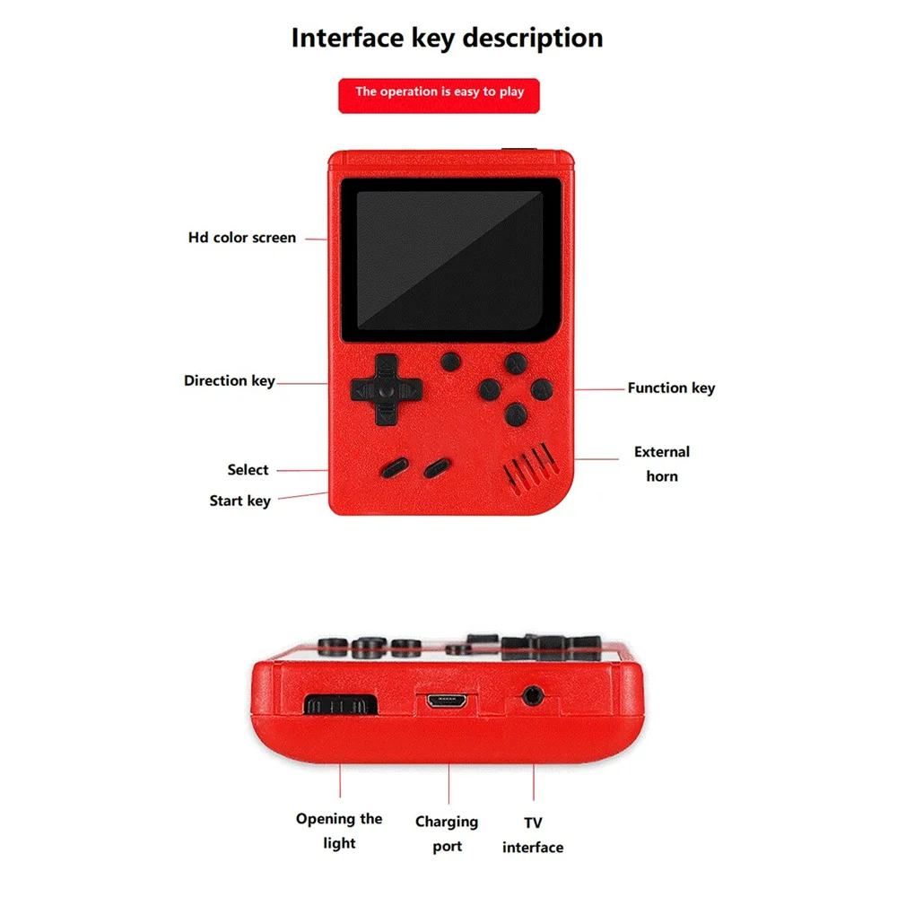 2025 A Red Retro Classic Games Children's Handheld Small Game Console With Hundreds Of Game Charging Can Be Connected To The TV Retro Classic Games (+400 Games)